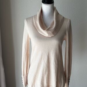 Unbranded Blush Pink Cowl Neck Tunic Sweater Button Cuff Cashmere/Silk Sz Small